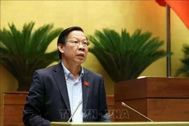 Phan Van Mai, presidente de la Comisión de Asuntos Económicos y Financieros de la Asamblea Nacional, presenta un informe con explicaciones, comentarios y revisiones al proyecto de ley modificado del Impuesto sobre la Renta de las Sociedades. (Foto: VNA)