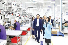 Una delegación del Comité Popular provincial de Nghe An inspecciona la producción y las actividades comerciales en el Parque Industrial, Urbano y de Servicios VSIP de Nghe An. (Foto: nhandan.vn)