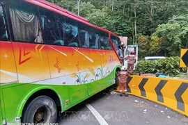 Se cree que el autobús perdió el control y chocó con otros dos coches, haciendo que los tres vehículos se desviaran de su carril. (Foto: VNA)