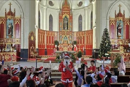 Ambiente navideño dentro de la Catedral de Hai Phong. (Foto: VNA)