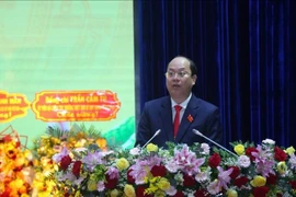 El secretario del Comité del Partido de Ca Mau para el período 2025-2030, Nguyen Ho Hai, habla en el congreso (Foto: VNA)