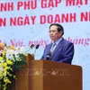 El primer ministro Pham Minh Chinh habla en el evento. (Fuente: VNA)