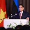 El primer ministro de Vietnam, Pham Minh Chinh, habla en el evento. (Fuente: VNA)