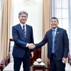 El viceministro permanente de Relaciones Exteriores de Vietnam, Nguyen Minh Vu, recibe a Yoneda Gen, jefe del Departamento del Sudeste Asiático y el Pacífico de la Agencia de Cooperación Internacional del Japón (JICA). (Fuente: Cancillería)