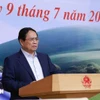 El primer ministro vietnamita, Pham Minh Chinh, habla en el evento. (Fuente: VNA)
