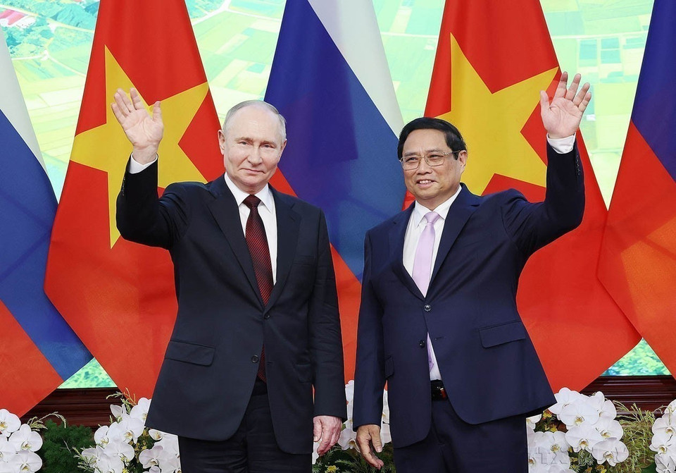 El 20 de junio de 2024, el primer ministro de Vietnam, Pham Minh Chinh, se reunió con el presidente ruso Vladimir Putin, quien realizó una visita de Estado a Vietnam. Foto: Duong Giang - VNA