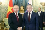 El secretario general del Partido Comunista de Vietnam, To Lam, y el presidente de Rusia, Vladimir Putin. (Fuente: VNA)