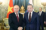 El secretario general del Partido Comunista de Vietnam, To Lam, y el presidente de Rusia, Vladimir Putin. (Fuente: VNA)