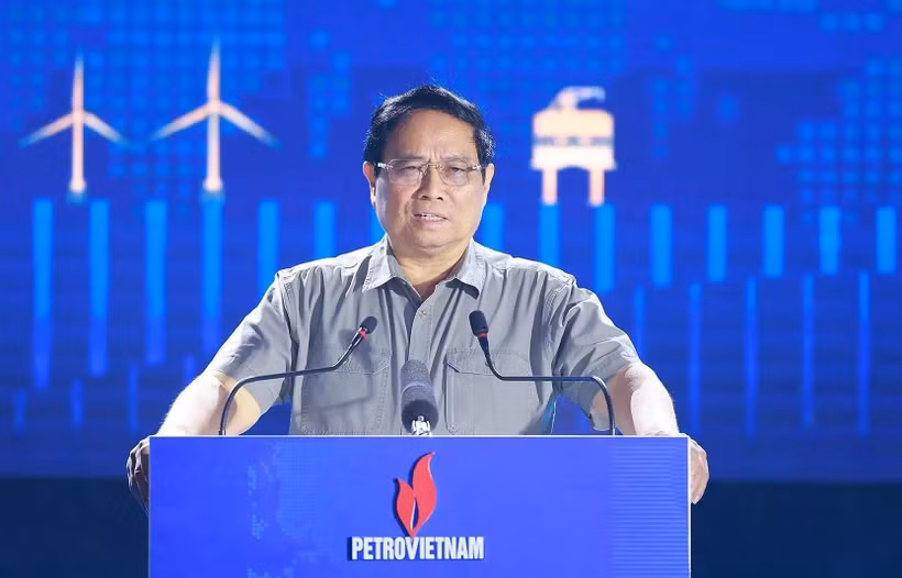 El primer ministro Pham Minh Chinh pronuncia un discurso en el evento (Fuente: VNA)