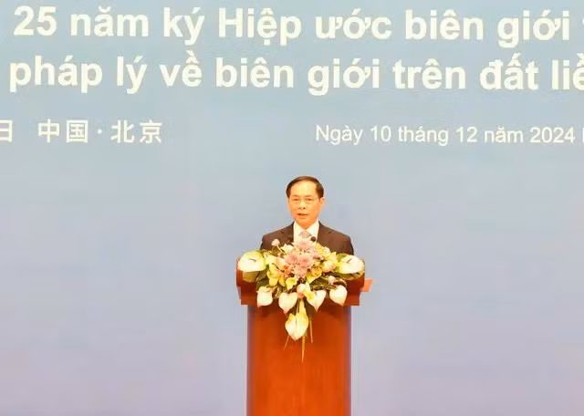 El viceprimer ministro y canciller vietnamita, Bui Thanh Son, en el evento. (Fuente: VNA)