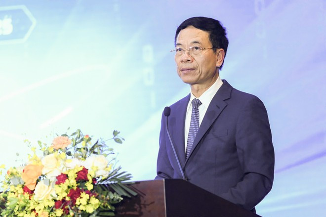 El ministro de Ciencia y Tecnología, Nguyen Manh Hung, interviene en el evento. (Fuente: VietnamPlus) z6607649595329-fba0926f71ec71d2b1a9eb0a4fcfe1ef.jpg