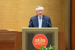 El viceprimer ministro Nguyen Hoa Binh interviene presentó un informe en el marco del décimo período de sesiones de la Asamblea Nacional de la XV Legislatura. (Fuente: VNA)