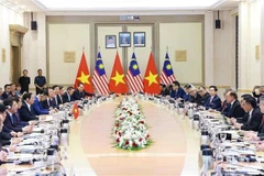 Conversaciones entre el primer ministro vietnamita, Pham Minh Chinh, y su homólogo malasio, Anwar Ibrahim, en Kuala Lumpur el 25 de mayo (Foto: VNA)