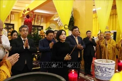 La delegación rinde homenaje al Muy Venerable Thich Tri Tinh (Foto: VNA)