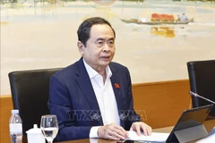 El presidente de la Asamblea Nacional de Vietnam, Tran Thanh Man, interviene en la sesión de debate. (Fuente: VNA)