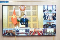 El viceprimer ministro Tran Hong Ha interviene en la reunioón. (Fuente: VNA)