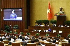 La ministra del Interior, Pham Thi Thanh Tra, aclara varios aspectos del proyecto de revisión de la Ley de Organización del Gobierno Local. (Foto: VNA)