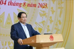 El primer ministro de Vietnam, Pham Minh Chinh, interviene en la reunión. (Fuente: VNA)
