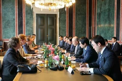 La delegación del PCV se reúne con el segundo presidente del Consejo Nacional Austriaco, Peter Haubner. (Foto: VNA)