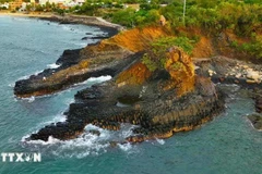 Ghenh Da Dia (El acantilado marino de placas de piedra), a 35 km al norte del centro de la ciudad de Tuy Hoa, se considera una obra de arte creada por la naturaleza. (Fuente: VNA) 