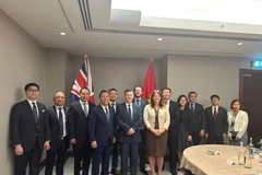 El viceministro Nguyen Hoang Long, el ministro de Estado Douglas Alexander y representantes de ministerios y embajadas de ambos países posan para una foto de grupo en la 14.ª reunión de JETCO. (Foto: VNA)