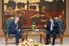 El primer ministro Pham Minh Chinh (derecha) y el embajador de Bélgica en Vietnam, Karl Van Den Bossche. (Foto: VNA)