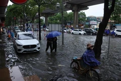 Fuertes lluvias provocan inundaciones en Hanoi. (Foto: VNA)