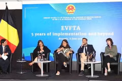 Ponentes en el seminario «EVFTA: cinco años de implementación y más allá» (Foto: VNA)