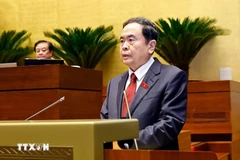 El presidente de la Asamblea Nacional, Tran Thanh Man, habla en el décimo período de sesiones de la XV Asamblea Nacional (Foto: VNA)