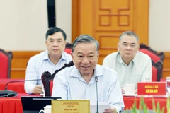 El secretario general del Partido Comunista de Vietnam, To Lam, interviene en la reunión. (Fuente: VNA)
