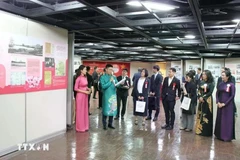 Visitantes en la exposición sobre el Presidente Ho Chi Minh en Fukuoka, Japón. (Foto: VNA)