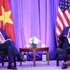 El secretario general del Partido Comunista y presidente de Vietnam, To Lam (izquierda), y el presidente estadounidense, Joe Biden, se reúnen en Nueva York el 25 de septiembre de 2024 durante el viaje del primero a Estados Unidos para asistir a la Cumbre del Futuro y al Debate General de Alto Nivel del 79.º periodo de sesiones de la Asamblea General de las Naciones Unidas. (Foto: VNA)