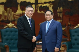 El primer ministro de Vietnam, Pham Minh Chinh, recibe a Hong Tianzhu, presidente del Grupo Texhong de China. (Fuente: VNA)