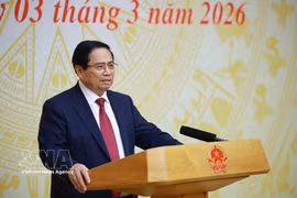 El primer ministro Pham Minh Chinh habla en el evento. (Fuente: VNA)
