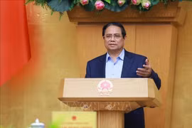 El primer ministro vietnamita, Pham Minh Chinh, habla en el evento. (Fuente: VNA)