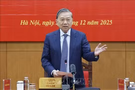 El secretario general del Partido Comunista de Vietnam (PCV), To Lam, habla en el evento. (Fuente: VNA)