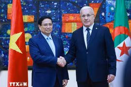 El primer ministro vietnamita, Pham Minh Chinh, se reúne con el presidente de la Asamblea Nacional Popular (APN) de Argelia, Ibrahim Boughali. (Fuente: VNA)
