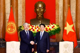 El presidente vietnamita, Luong Cuong, recibe al primer ministro de Kirguistán, Adylbek Kasymaliev. (Fuente: VNA)