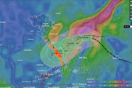 Movimiento de la tormenta Fengshen (a las 17:00 p.m del 20 de octubre). (Foto: VNA)