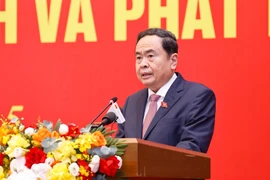 El presidente de la Asamblea Nacional de Vietnam, Tran Thanh Man, habla en el evento. (Fuente: VNA)