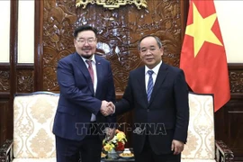 El jefe de la Oficina Presidencial de Vietnam, Le Khanh Hai (derecha), y su homólogo de Mongolia, Gombojav Zandanshatar. (Fuente: VNA)