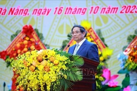 El primer ministro Pham Minh Chinh habla en el evento. (Fuente: VNA)