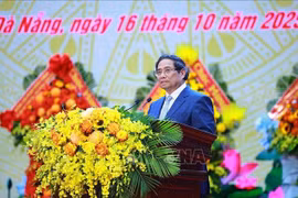 El primer ministro Pham Minh Chinh habla en el evento. (Fuente: VNA)