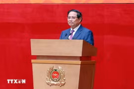 El primer ministro Pham Minh Chinh habla en el evento. (Fuente: VNA)