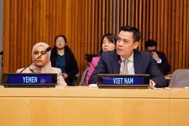 El embajador Dang Hoang Giang, representante permanente de Vietnam ante la ONU, habla en el evento. (Fuente: VNA)