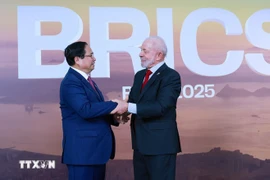 El primer ministro de Vietnam, Pham Minh Chinh, y el presidente brasileño, Luis Inácio Lula da Silva. (Fuente: VNA)