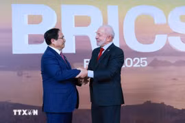 El primer ministro de Vietnam, Pham Minh Chinh, y el presidente brasileño, Luis Inácio Lula da Silva. (Fuente: VNA)