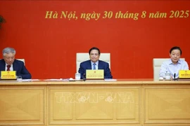 El primer ministro vietnamita, Pham Minh Chinh, en el evento. (Fuente: VNA)