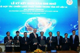 En la firma de un Memorando de Entendimiento de colaboración entre el Departamento de Ciencia y Tecnología de Ciudad de Ho Chi Minh y la empresa Accelerated Infrastructure Capital (AIC). (Fuente: VNA)