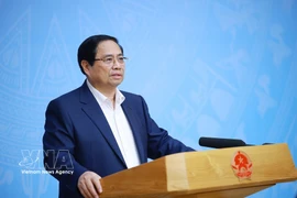 El primer ministro Pham Minh Chinh habla en el evento. (Fuente: VNA)